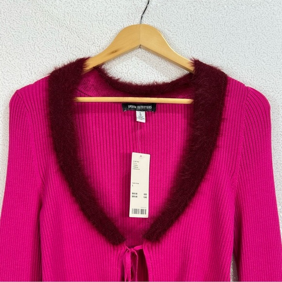 UO Rosie Faux Fur Trim Cardigan NWT Size Large - Picture 8 of 16
